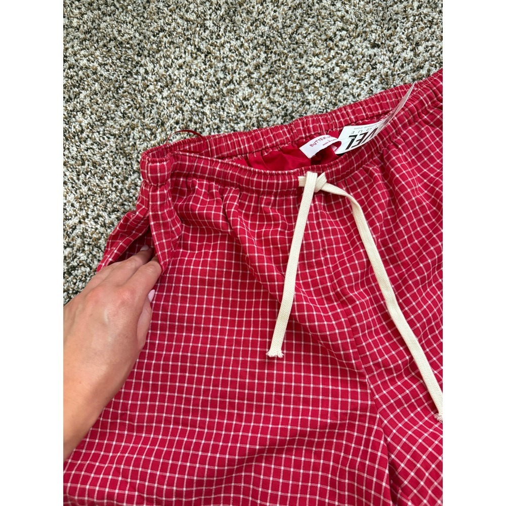 NWT Butter Melon Karma Boxer Short Large Red Grid Print Drawstring Loungewear - Picture 3 of 4
